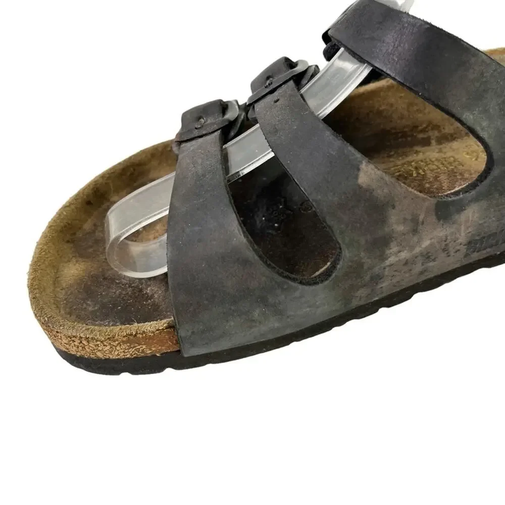 Birkenstock Florida Women's Black Genuine Leather Slides Sandals Shoes Flats  5